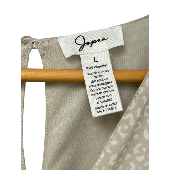 Japna Long Sleeve Chiffon Dress Large Animal Print Surplice Neckline Lined - Picture 4 of 10